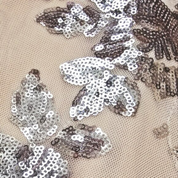 CBR Women's Mini Formal Dress Size Medium Nude Rose Gold Sequins Wedding Evening - Picture 8 of 14